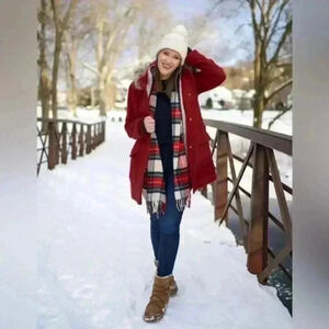 Beyove Womens Winter Wine Red Coat Removable Hood Faux Fur Lined Parka Pockets